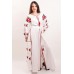 Boho Style Ukrainian Embroidered Maxi Broad Dress White on White "Ukrainian Tradition"